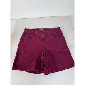Vintage Guess‎ Womens Georges Marciano High Waist Button Fly Denim Shorts Maroon